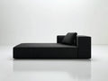 Chaise longue tapizada 200x90x75 cm - negro - diseño moderno de perfil bajo con respaldo lateral
