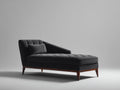 Chaise longue tapizada 185 x 85 x 85 cm - negro y madera oscura - asiento capitoné con respaldo inclinado