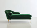 Chaise longue tapizada en terciopelo 190 x 85 x 85 cm - verde esmeralda y dorado - respaldo curvado con diseño elegante para salón
