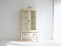 Vitrina de madera y vidrio 190x95x45 cm - marfil - diseño clásico con 2 puertas y cajón inferior