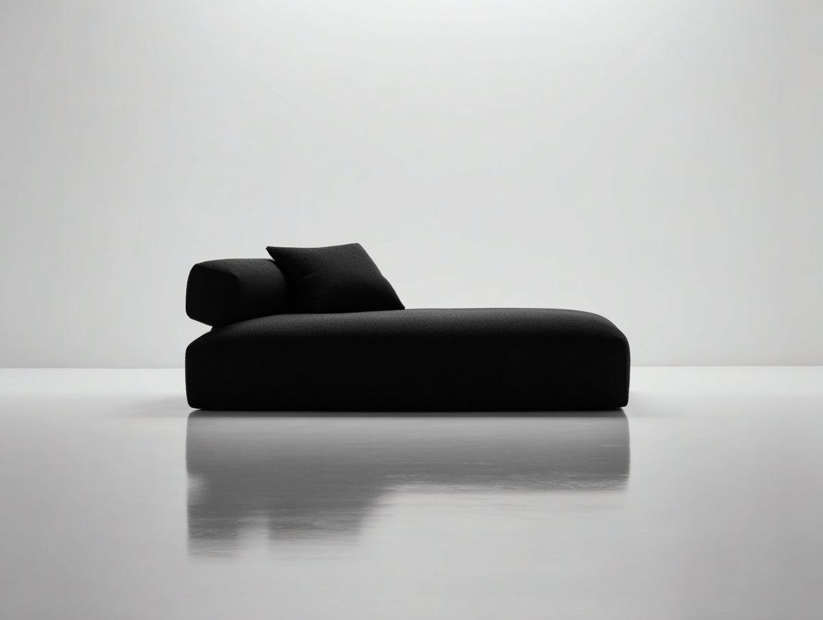 Chaise longue tapizada 190x85x70 cm - negro - diseño bajo con respaldo acolchado y estilo moderno