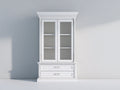 Vitrina de 2 puertas y 2 cajones 100x45x190 cm - blanco - puertas de cristal y diseño clásico