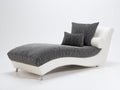 Chaise longue tapizada en tela y cuero sintético 185x85x85 cm - blanco y gris oscuro - diseño moderno con estructura curva