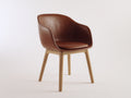 Silla de comedor tapizada en cuero sintético 62x60x82 cm - marrón coñac y roble natural - diseño moderno con respaldo envolvente