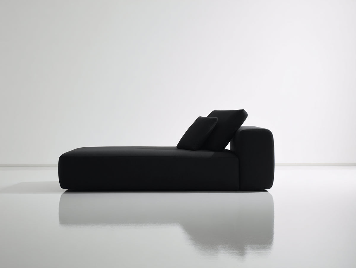 Chaise longue tapizada en tela 180x85x75 cm - negro - diseño moderno minimalista con respaldo acolchado