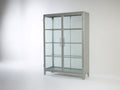 Vitrina de metal y vidrio 120x45x180 cm - gris claro - diseño industrial con 2 puertas y 4 niveles