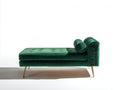 Chaise longue de terciopelo 195x85x80 cm - verde esmeralda y dorado - diseño clásico con asiento capitoné