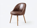 Silla de comedor tapizada en piel sintética con patas de madera 60 x 58 x 82 cm - marrón oscuro y roble natural - diseño envolvente de estilo vintage