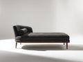 Chaise longue tapizada en tela 185x85x80 cm - gris antracita y marrón nogal - diseño moderno con respaldo curvo